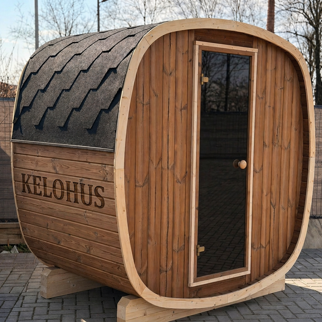 Kelohus Fjord — rund tønnesauna i skandinavisk massivtre for 2–4 personer fra Kelohus, bilde 5 av 5