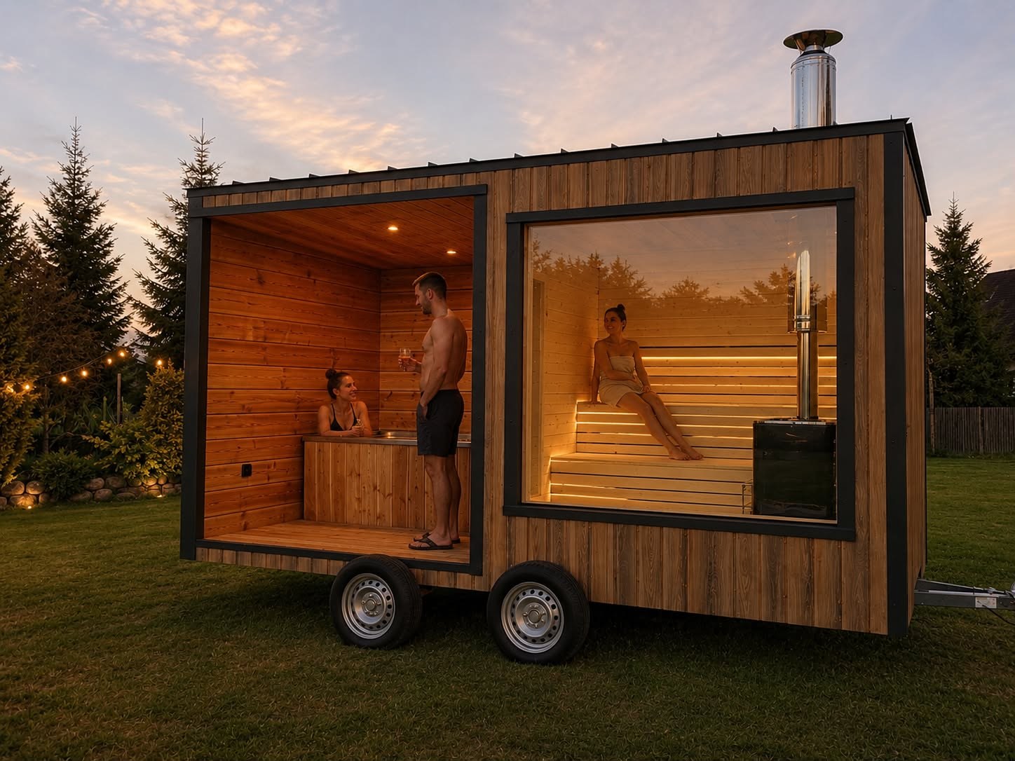 Kelohus Hytte — mobil sauna med glassfront og boblebad på tilhenger for 4–6 personer fra Kelohus