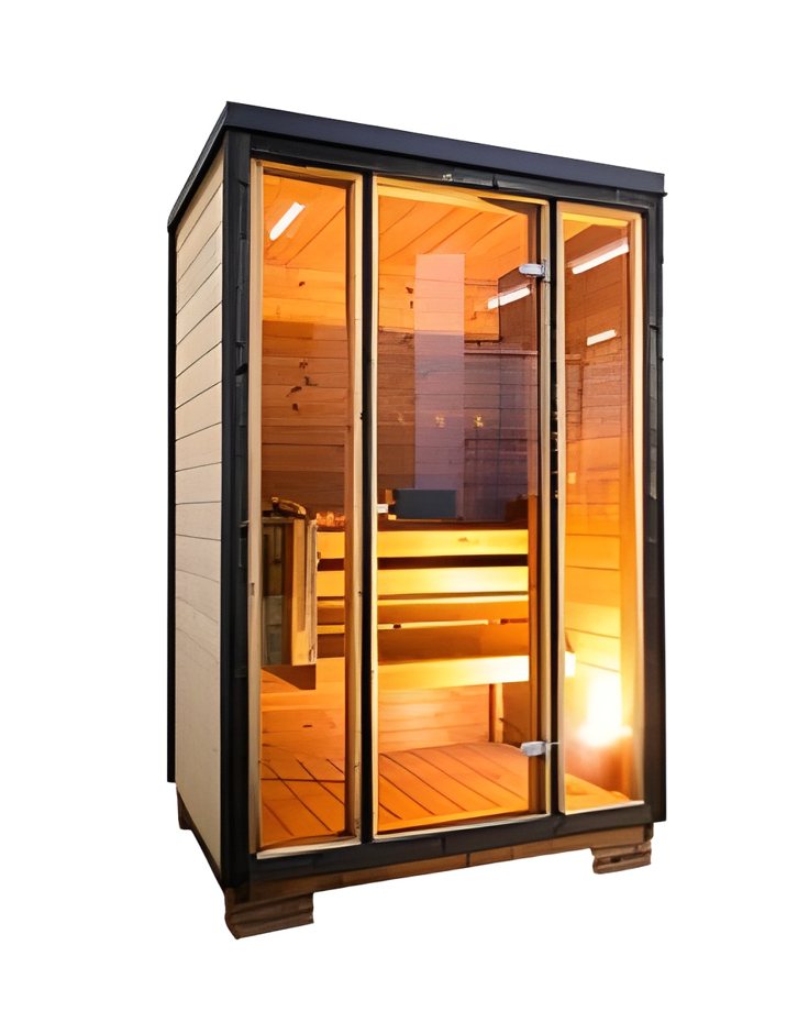 Kelohus Kubb — kubbeformet sauna i vertikale trelameller for 1–2 personer fra Kelohus, bilde 2 av 4
