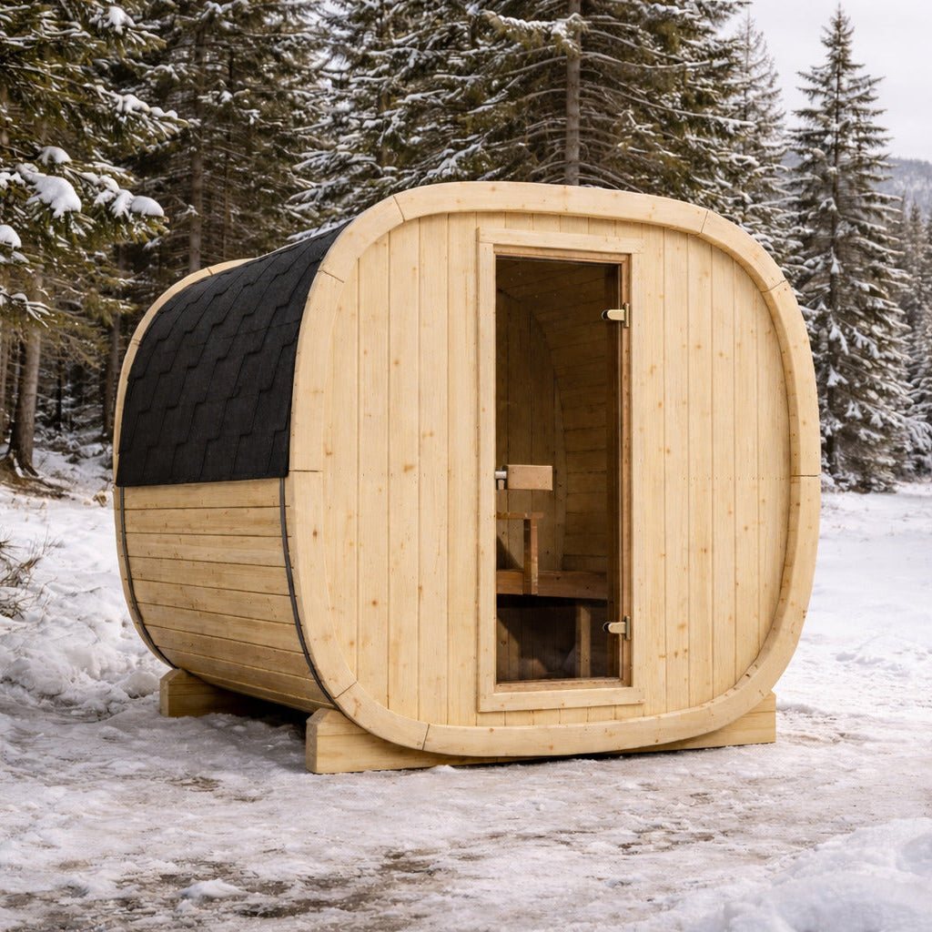Kelohus Måne — oval sauna i skandinavisk design for 4–6 personer fra Kelohus