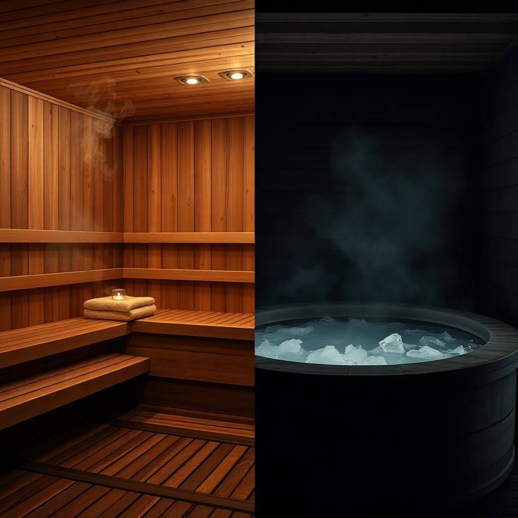 Kontrast mellom varm sauna og kaldt isbad